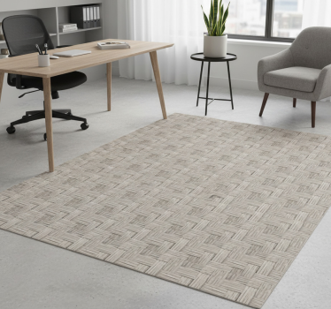 Alfombra vinílica oficina efecto mimbre gris hecho a mano - TenVinilo