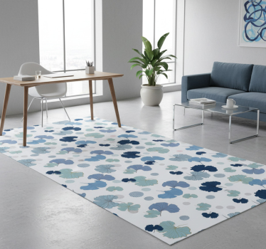 Alfombra vinílica oficina hoja de ginkgo azul - TenVinilo
