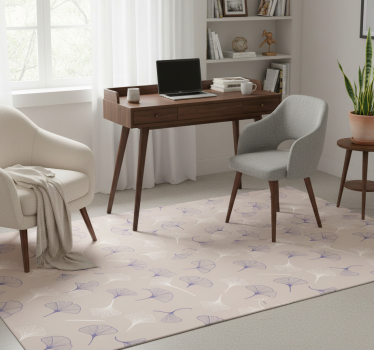 Alfombra vinílica oficina hojas de ginkgo crema - TenVinilo