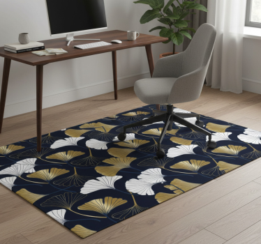 Alfombra vinílica oficina hojas de ginkgo en relieve - TenVinilo