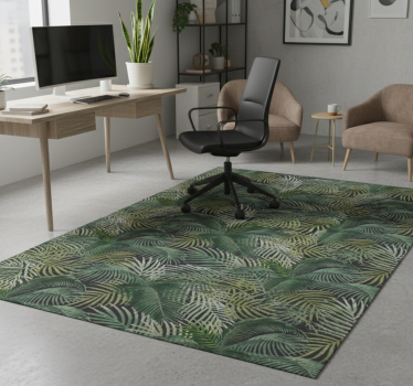 Alfombra vinílica oficina hojas de palma verdes - TenVinilo