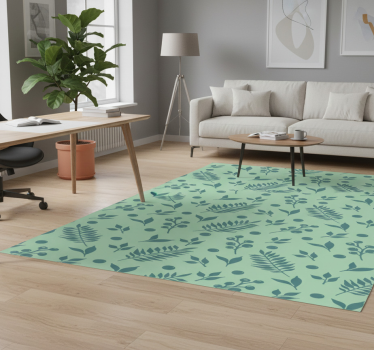 Alfombra vinílica oficina hojas verdes sobre verde - TenVinilo
