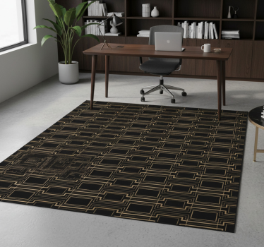 Alfombra vinílica oficina marco dorado decorativo - TenVinilo