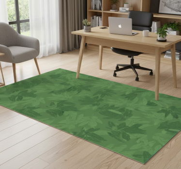 Alfombra vinílica oficina patrón sencillo hojas verdes - TenVinilo