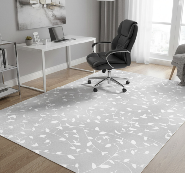 Alfombra vinílica oficina ramas blancas y plateadas - TenVinilo