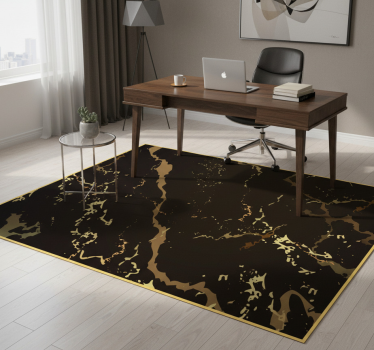 Alfombra vinílica oficina textura mármol negro oro - TenVinilo