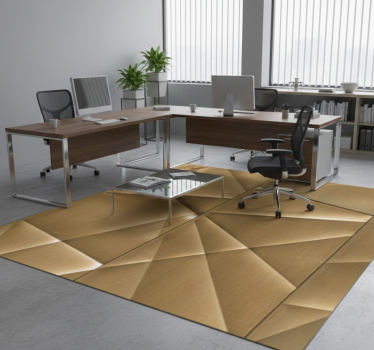 Alfombra vinílica oficina textura poligonal dorada 3d - TenVinilo
