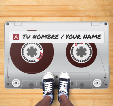 Alfombra vinilo radio cassette con nombre - TenVinilo