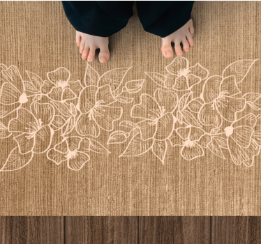 Alfombra vinílica recibidor elegancia adornada con flores - TenVinilo