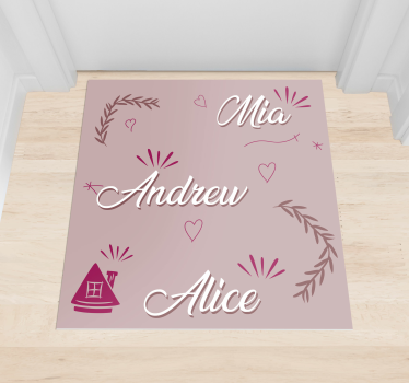 Alfombra vinílica recibidor familia personalizada - TenVinilo