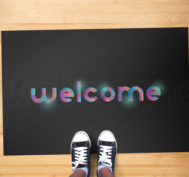 Alfombra vinílica recibidor texto de bienvenida colorido - TenVinilo