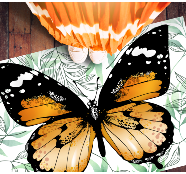 Alfombra vinilica rectangular Mariposa naranja - TenVinilo