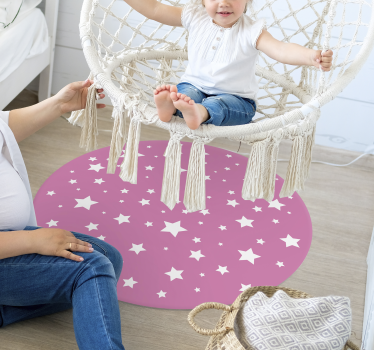 Alfombra de vinilo redonda con estrellas rosas - TenVinilo