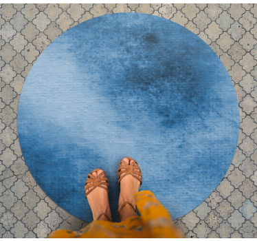 Alfombra vinilica redonda Elegante textura azul acuarela - TenVinilo