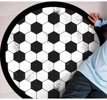 Alfombra vinilica redonda Patrón de fútbol blanco y negro - TenVinilo