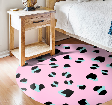 Alfombra vinilo animal leopardo rosa circular - TenVinilo