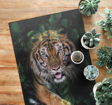 Alfombra vinilo animales tigre en la selva - TenVinilo