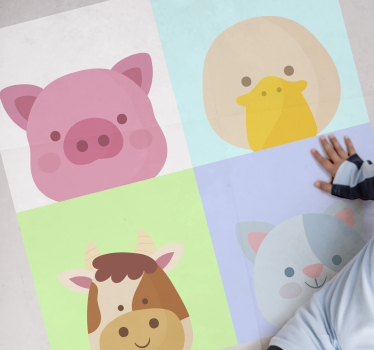 Alfombra vinilo azulejos animales infantiles - TenVinilo