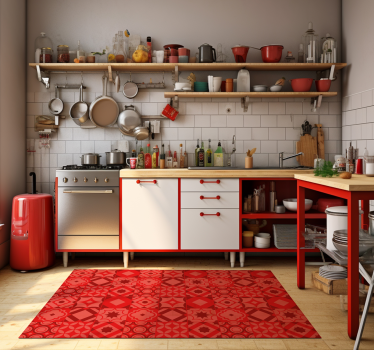 Alfombra de vinilo cocina azulejos rojos - TenVinilo