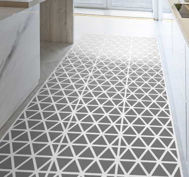 Alfombra vinilo cocina Cocina triangular gris y blanca - TenVinilo
