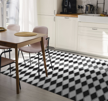 Alfombra vinilo cocina diamantes negros - TenVinilo