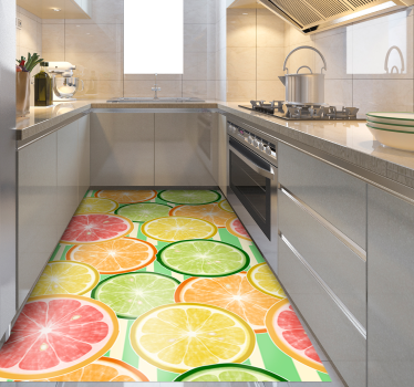 Alfombra vinilo cocina limones multicolor - TenVinilo