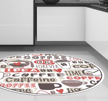 Alfombra vinilo cocina textos de café - TenVinilo