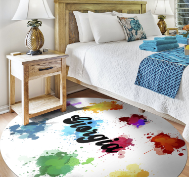 Alfombra vinilo con nombre pinceladas splash - TenVinilo