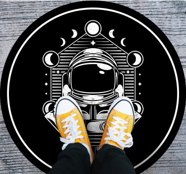 Alfombra vinilo dormitorio Astronauta universo diseño vintage - TenVinilo