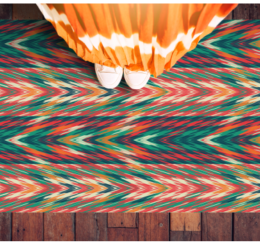 Alfombra vinilo dormitorio Diseño artístico en zigzag colorido - TenVinilo