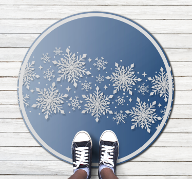 Alfombra vinilo navideña con azul y blanco - TenVinilo
