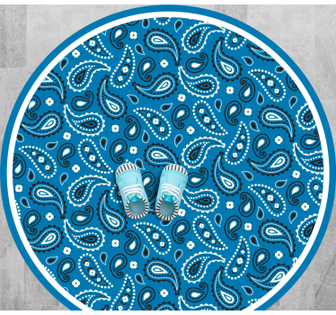 Alfombra vinilo dormitorio Patrón de bandana boho azul oscuro - TenVinilo