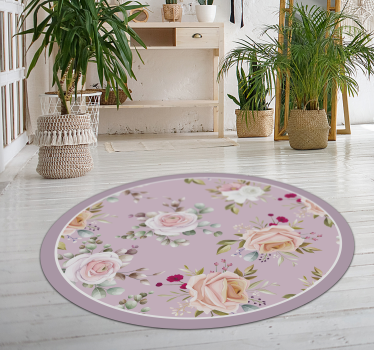 Alfombra vinilo dormitorio Patrón floral rosa - TenVinilo