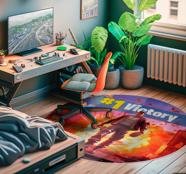 Alfombra vinilo dormitorio soldado de videojuegos victorioso - TenVinilo