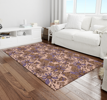 Alfombra vinilo flores Diseño de flor marrón de estilo africano - TenVinilo