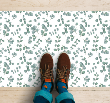 Alfombra vinilo flores Elegantes hojas verdes de acuarela - TenVinilo