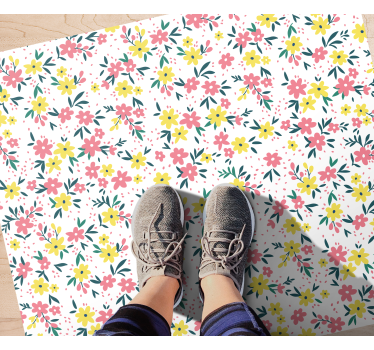 Alfombra vinilo flores Estampado floral 'ifuru' blanco - TenVinilo