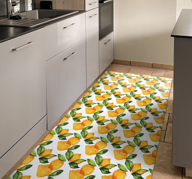 Alfombra vinilo flores Limón al estilo mediterráneo - TenVinilo