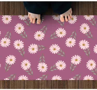 Alfombra vinilo flores Pequeñas margaritas rosadas - TenVinilo