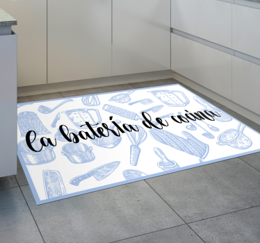 Alfombra vinilo frase batería de cocina - TenVinilo