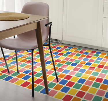 Alfombra vinilo cocina cuadrados multicolor - TenVinilo
