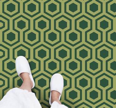 Alfombra vinílica verde hexágonos - TenVinilo
