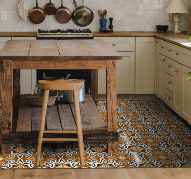 Alfombra vinilo cocina azulejos color marrón - TenVinilo