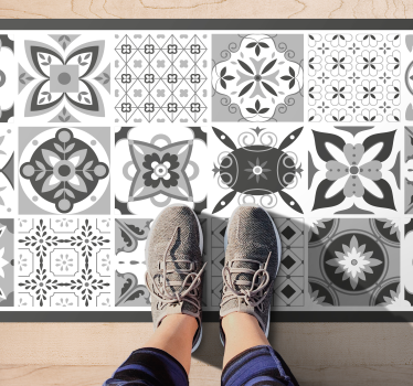 Alfombra vinilo hidráulica Hermosos azulejos grises - TenVinilo