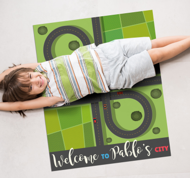 Alfombra vinílica infantil ciudad personalizable - TenVinilo