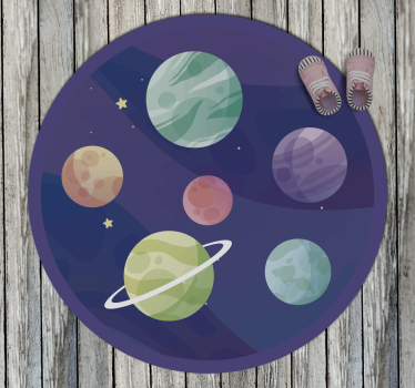 Alfombra vinilo infantil con planetas coloridos - TenVinilo