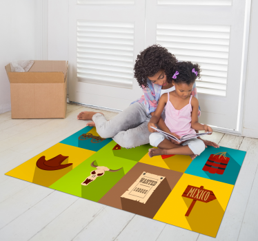 Alfombra vinilo infantil patrones vaqueros - TenVinilo