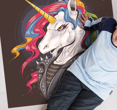 Alfombra vinilo infantil unicornio rockero - TenVinilo