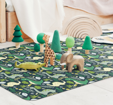 Alfombra vinilo infantil verde de dinosaurios - TenVinilo