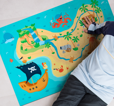 Alfombra vinilo juegos infantiles mapa pirata - TenVinilo